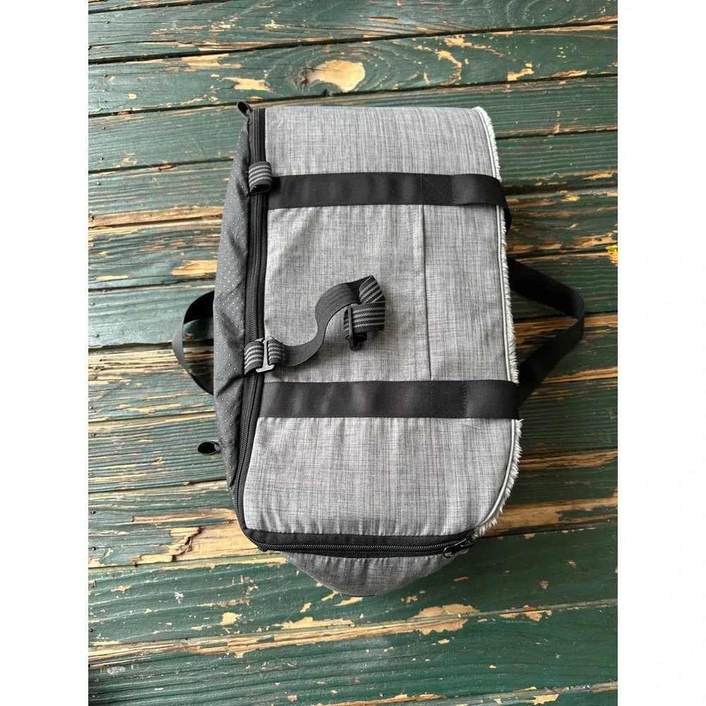 Pet Fang Fang Small Pet Carrier Travel Bag Grey Heather Faux Fur‎ Lining 19in